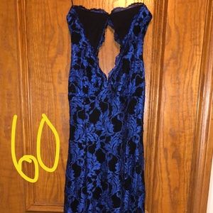 Floor length blue formal gown